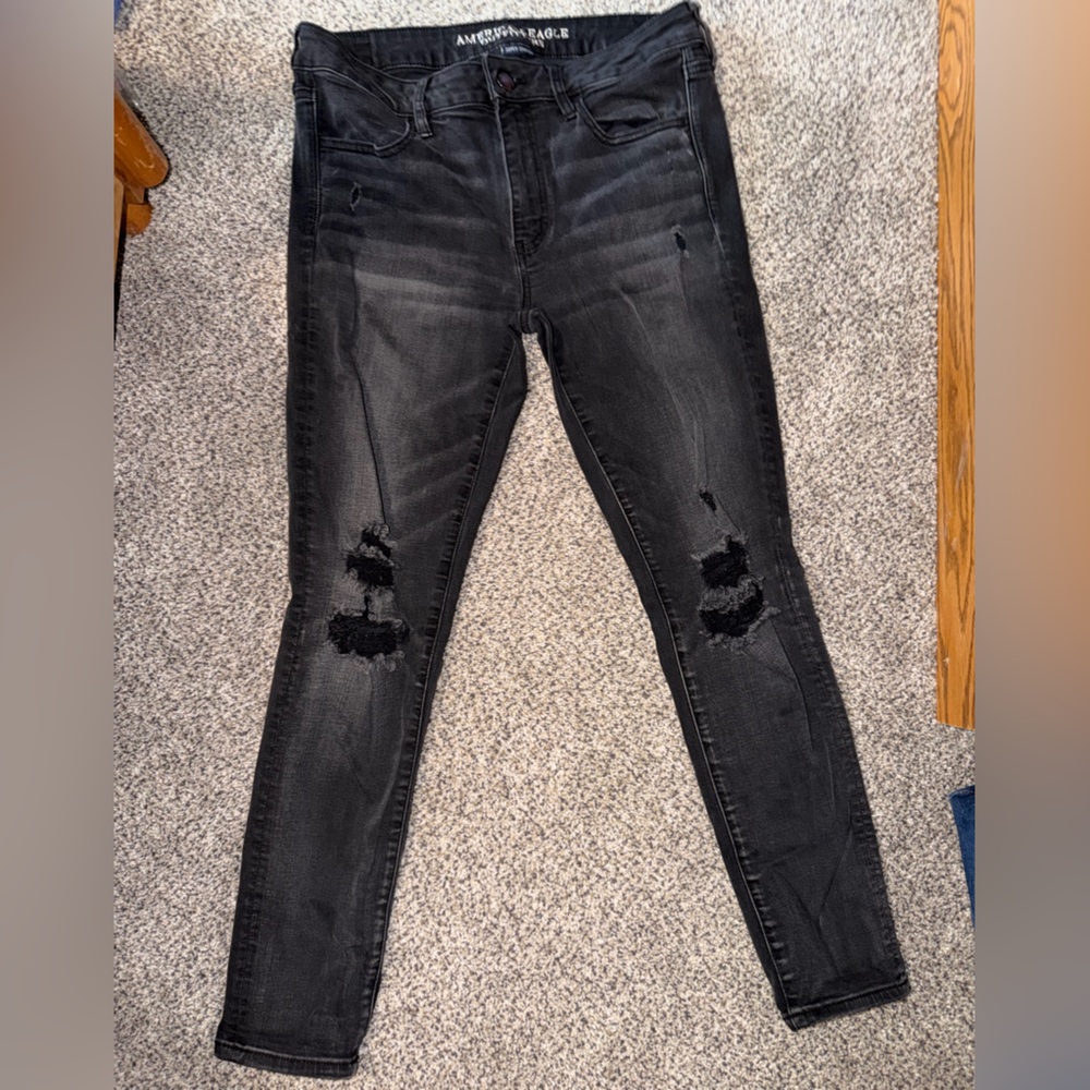 American Eagle Outfitters Black Distressed Jeggings